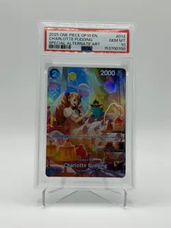 One Piece 2025 OP10-Royal Blood Special Alt Art Charlotte Pudding PSA Gem Mt 10 - Image 1