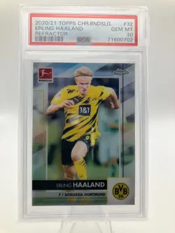 2020-21 Topps Chrome Bundesliga #32 Erling Haaland REFRACTOR PSA 10 - Image 1