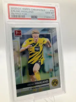 2020-21 Topps Chrome Bundesliga #32 Erling Haaland REFRACTOR PSA 10 - Image 2