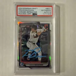 Travis Bazzana Signed 2024 Bowman Chrome Draft Refractor PSA Auto 10 - Image 1