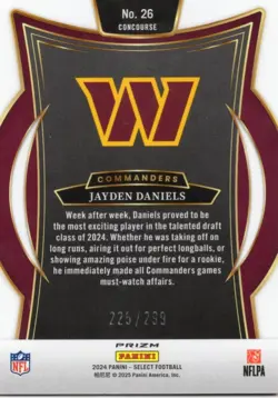 Jayden Daniels RC, Concourse-Copper Shock /299 #26 - 2024 Panini Select - Image 2