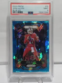 2023 Panini Prizm Josh Allen #32 Blue Ice Prizm /99 PSA 9 - Image 1