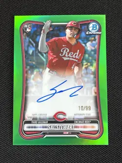 2026 Bowman SAL STEWART Chrome Auto RC True Green Refractor 10/99 Reds Rookie - Image 1