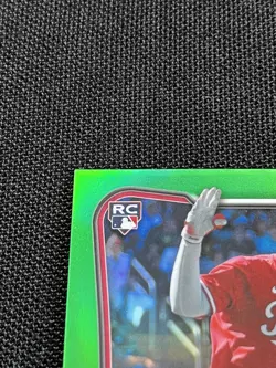 2026 Bowman SAL STEWART Chrome Auto RC True Green Refractor 10/99 Reds Rookie - Image 3