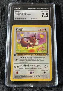 1999 Pokemon Jungle TCG Eevee 1st Edition 51/64 CGC 7.5 Near Mint+ - Image 1