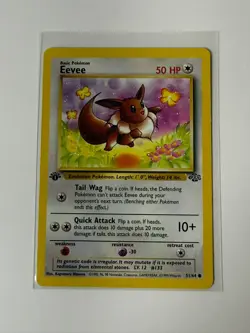 Pokemon TCG Eevee 51/64 1st Edition Jungle Common 1999 - LP - Image 1