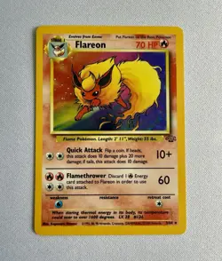 1999 Flareon 3/64 Jungle Unlimited Holo Rare English Pokemon TCG, Excellent - Image 1