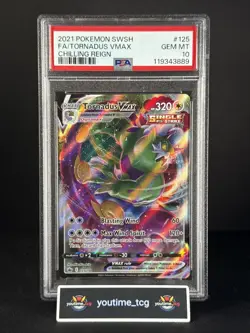 2021 Pokemon Sword & Shield Chilling Reign Fa Tornadus Vmax #125 PSA 10 - Image 1