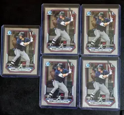 Lot Of 5 Eric Hartman 2026 Bowman 1st Chrome Prospect Card #BCP-102 Braves - Image 1