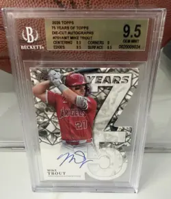 Mike Trout Auto 2026 Topps Series 1 75 Years Die Cut On Card Sp /75 POP 1 - Image 1