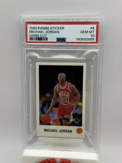 1990 Panini Sticker Michael Jordan #K Hand Cut - GEM MINT - PSA 10 - Image 1