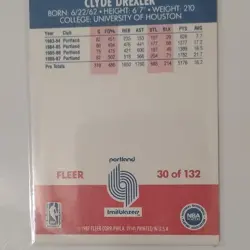 Fleer 1987-88 Clyde Drexler #30 Portland Trail Blazers NBA Basketball Card - Image 4