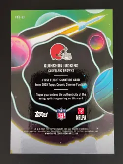 QUINSHON JUDKINS 2025 TOPPS COSMIC CHROME ROOKIE ON CARD AUTO GOLD /50 - Image 2