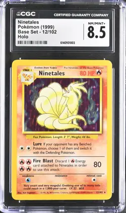 CGC 8.5 NM/MINT+ Ninetales 12/102 Base Set Holo Pokemon Card - Image 1