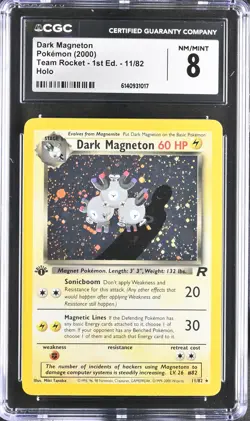 CGC 8 NM/MINT Dark Magneton 11/82 Team Rocket 1st Edition Holo Pokemon Card - Image 1