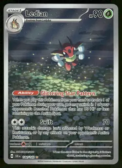 Pokemon Cards Ledian 144/142 Stellar Crown Illustration Rare NM *3 - Image 1