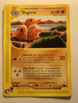Dugtrio Skyridge Pokemon Card 52/144 Light Play Condition E-Reader - Image 1