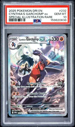 Pokemon TCG Cynthia's Garchomp EX Card 232/182 Sir Destined Rivals PSA 10 Gem 💎 - Image 1