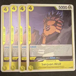 Playset Bandai One Piece TCG Sanjuan Wolf OP16-106 English Yellow x4 - Image 1