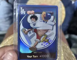 ONE PIECE X DODGERS PROMO MONKEY D LUFFY DON CARD + HAT 7/2/26 IN HAND - Image 1