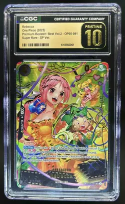 2025 One Piece Rebecca Premium Super Rare Variation #OP05-091 CGC 10 PRISTINE - Image 1