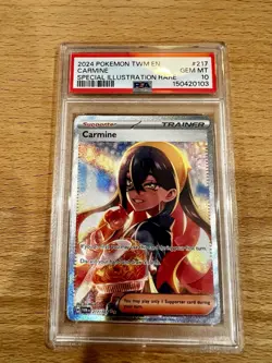 Pokemon TCG SV06 Twilight Masquerade Carmine SIR Holo 217/167 PSA 10 EN - Image 1