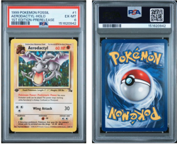 1999 POKEMON FOSSIL 1 AERODACTYL-HOLO 1ST EDITION PRERELEASE PSA 6 - Image 1