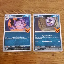 POKEMON TCG GASTLY 2024 TRICK OR TRADE 102/162 & HAUNTER 103/162 PUMPKIN STAMP - Image 1