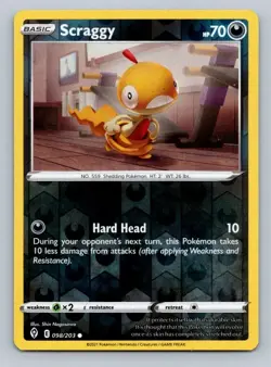 POKEMON EVOLVING SKIES REVERSE HOLO SCRAGGY 098/203 NM/Mint PACK FRESH - Image 1