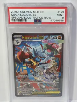 Pokemon 2025 Mega Lucario ex 179/132 Mega Evolution SIR Holo English PSA 9 - Image 1
