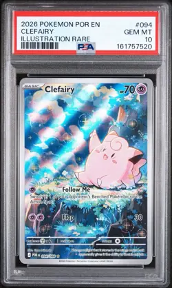 Pokemon TCG Clefairy 094/088 Me03: Perfect Order Illustration Rare Holo PSA 10 - Image 1