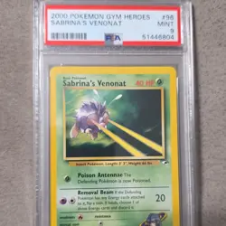 Pokemon TCG Venonat 096/132 Gym Heroes Sabrina's Venonat PSA 9 - Image 1