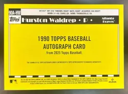2025 Topps Hurston Waldrep 1990 Baseball Auto Series 1 #90A-HW RC Atlanta Braves - Image 2