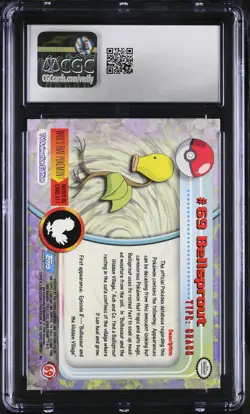 CGC 9 MINT Bellsprout 1999 Series 1 Topps 69 Silver Foil Pokemon Card - Image 2