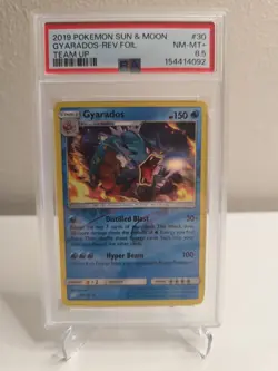2019 POKEMON SUN & MOON TEAM UP #30 GYARADOS-HOLO PSA 8.5 REV-FOIL - Image 1
