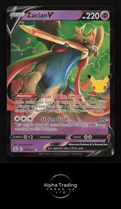 Zacian V 016/025 Holo V Rare Celebrations Pokemon Near Mint - Image 1