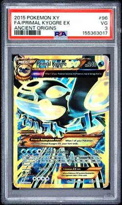 2015 Pokemon Primal Kyogre EX Ancient Origins 96/98 PSA 3 - Image 1