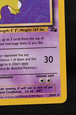 Hypno 23/62 NM Fossil Regular Rare Unlimited Pokemon TCG Card Near Mint - Image 4