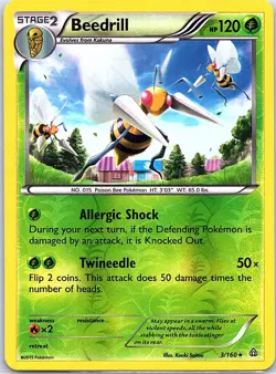 Beedrill 3/160 Rare Primal Clash Pokemon Reverse Holo Lightly Played - Image 1