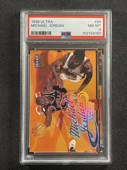 NBA Card PSA 8 NM-MT Michael Jordan Ultra 1998 Fleer Chicago Bulls #85 - Image 1