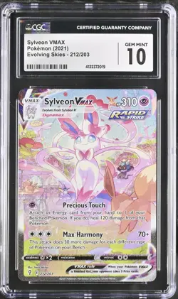 2021 POKEMON EVOLVING SKIES SYLVEON VMAX ALT ART SECRET RARE #212 CGC 10 - Image 1