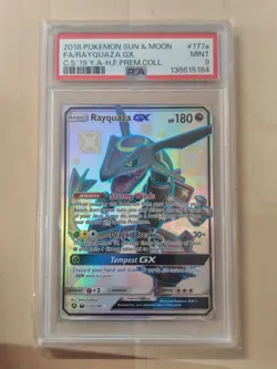 Pokemon Rayquaza GX #177a FA Alternate Art Shiny Hidden Fates PSA 9 Mint 2018 - Image 1