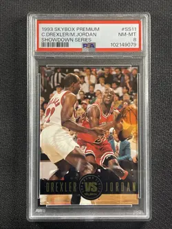 NBA Card PSA 8 NM-MT Drexler Vs Michael Jordan Showdown Series Skybox #SS11 - Image 1