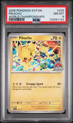 Pikachu 225 World Championships Sv Black Star Promo Pokemon PSA 8 - Image 1