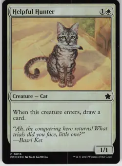 MTG Helpful Hunter Foil NM Foundations Magic 16 - Image 1