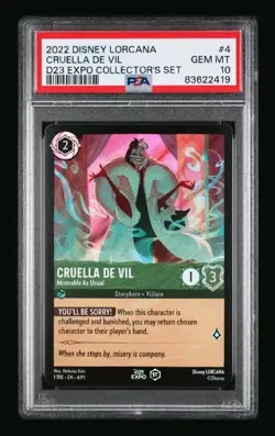 2022 Disney Lorcana D23 Expo Collectors Set - Cruella De Vil First Ed - PSA 10 - Image 1