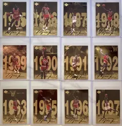1998 Michael Jordan Upper Deck Gatorade Promo Gold Jumbo 12-Card Complete Set - Image 1