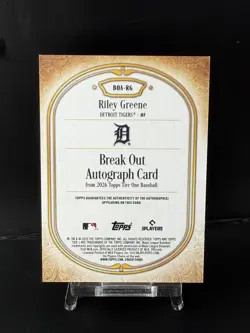 2026 Topps Tier One Riley Greene Break Out Autograph /15 - Image 2