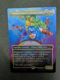 1x Foil Captain America, Team Leader (Borderless) - Commander: Marvel NM - MTG - Image 1