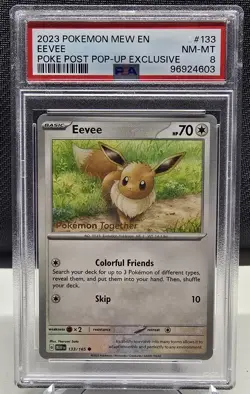 Pokemon Eevee 2023 Together Stamp 151 Promo Card 133/165 PSA 8 NM/Mint - Image 1
